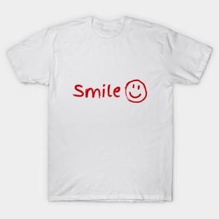 Smile and Be Happy Red Design T-Shirt